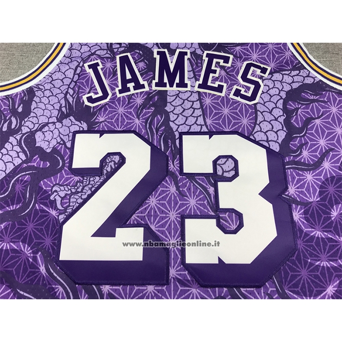 Maglia Los Angeles Lakers LeBron James #23 Asian Heritage Throwback 2018-19 Viola